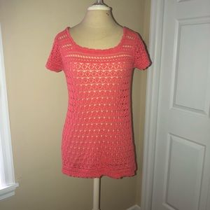 Old Navy size large coral crochet knit tunic